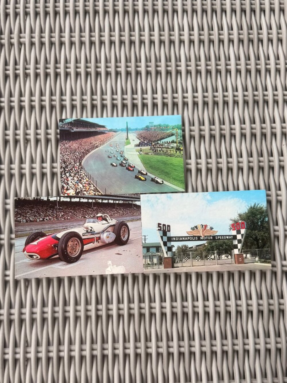 Vintage 1961 Postcard Lot of 3 Indianapolis Motor Speedway 500 Aj Foyt